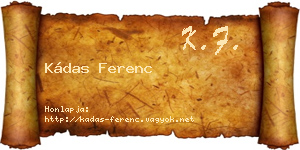 Kádas Ferenc névjegykártya