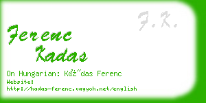 ferenc kadas business card